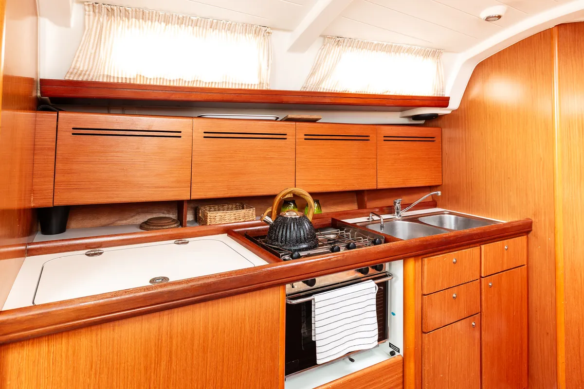 Galley of Too Lucky, a Beneteau Cyclades 43.4 sailboat at Sithonia Municipal Unit, Greece