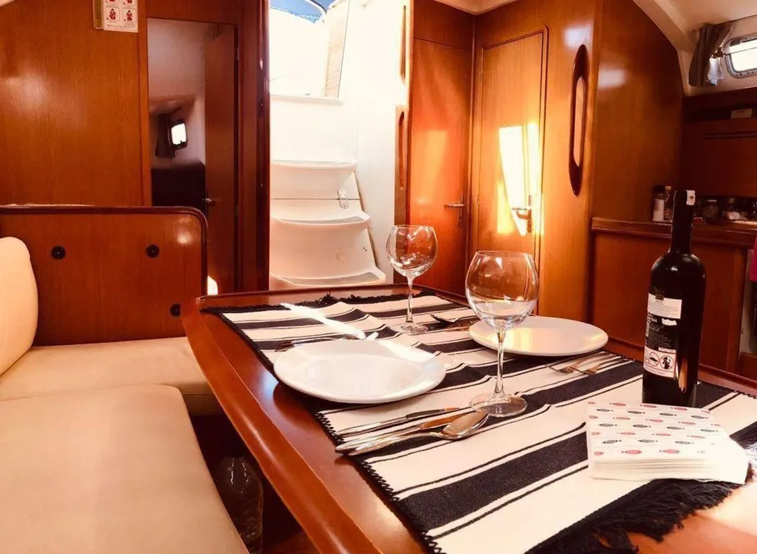 Salon of Too Lucky, a Beneteau Cyclades 43.4 sailboat at Sithonia Municipal Unit, Greece
