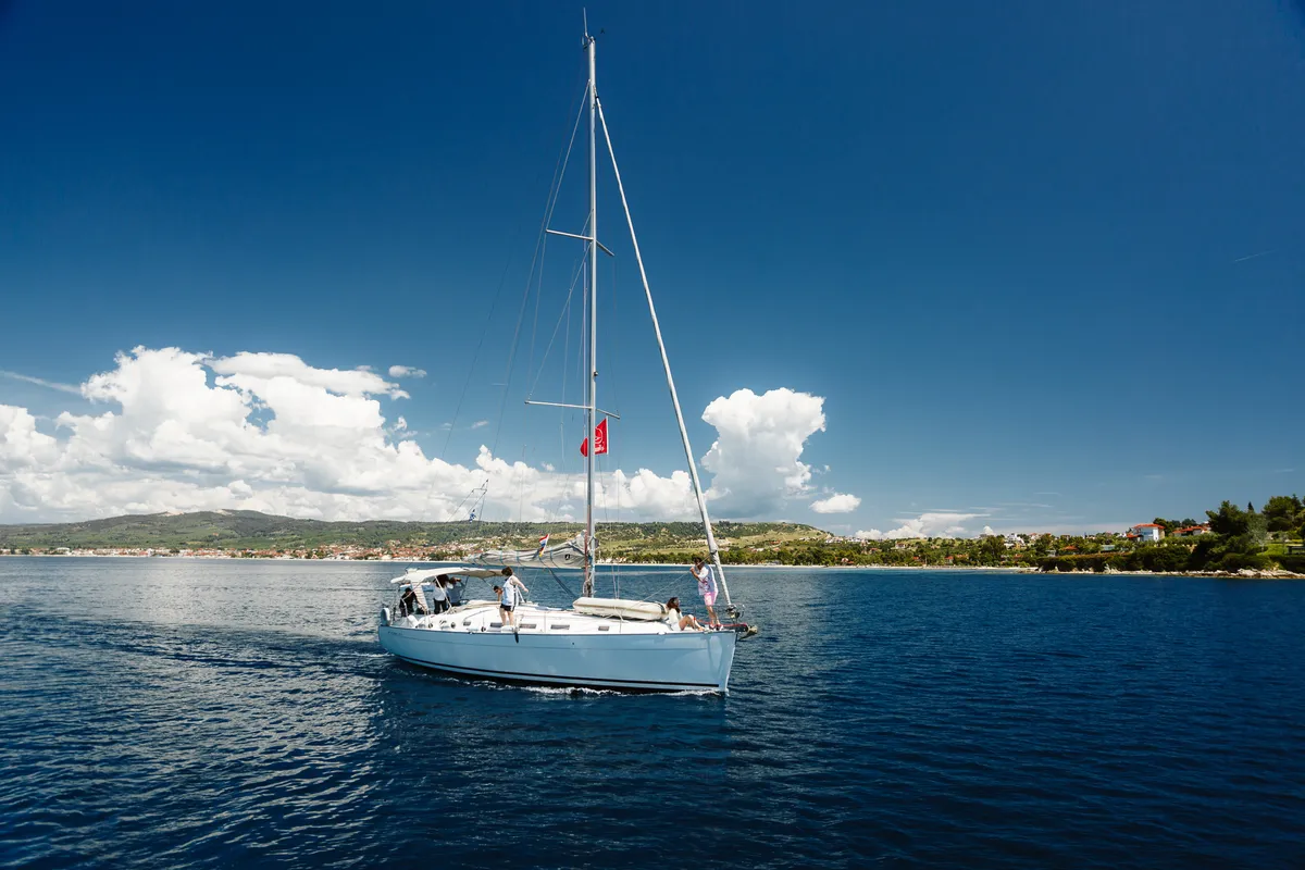 Exterior view of Too Lucky, a Beneteau Cyclades 43.4 sailboat at Sithonia Municipal Unit, Greece