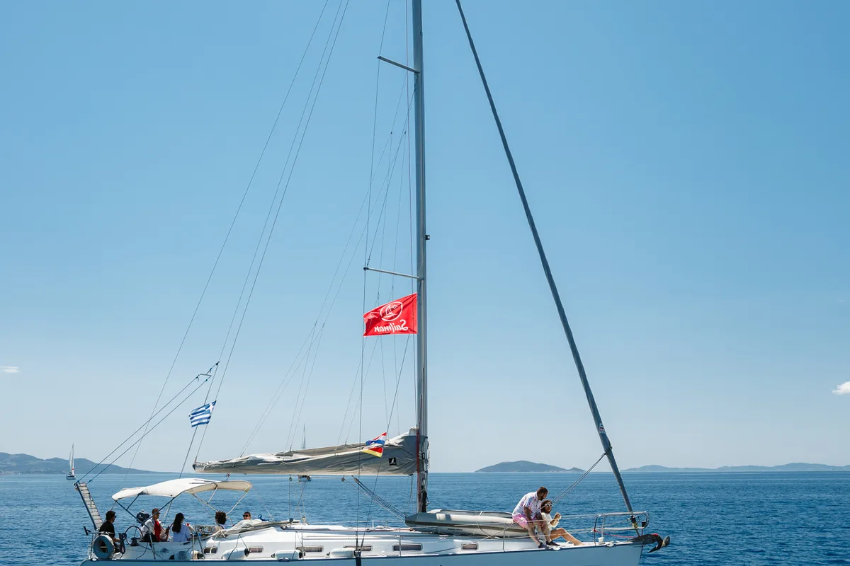 Exterior view of Too Lucky, a Beneteau Cyclades 43.4 sailboat at Sithonia Municipal Unit, Greece