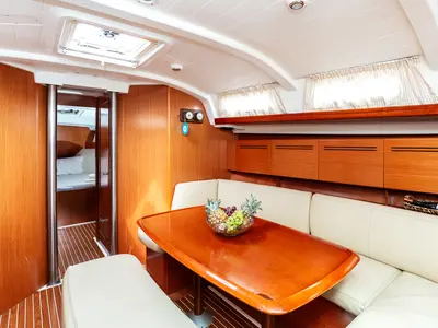Salon of Too Lucky, a Beneteau Cyclades 43.4 sailboat at Sithonia Municipal Unit, Greece