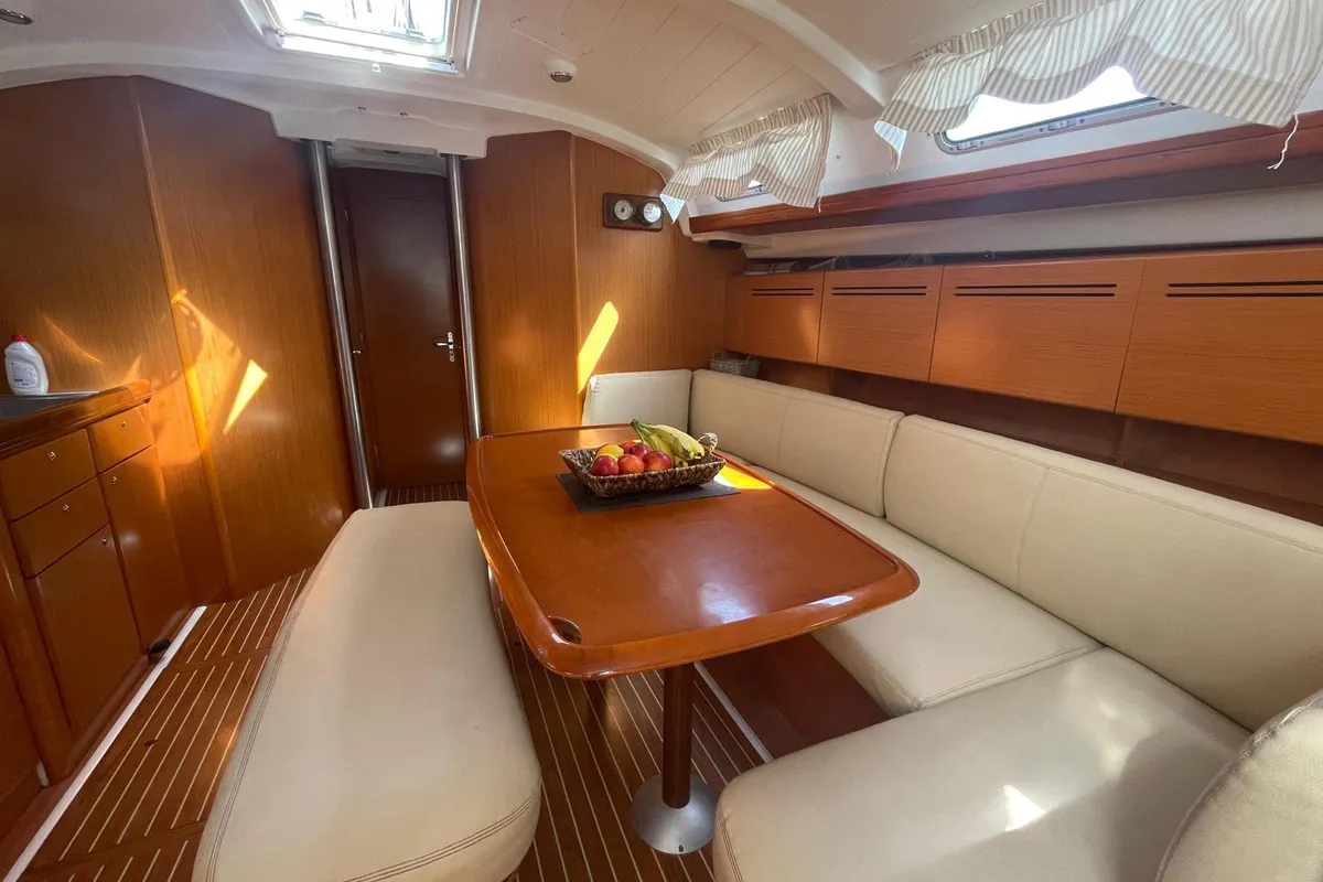 Salon of Too Lucky, a Beneteau Cyclades 43.4 sailboat at Sithonia Municipal Unit, Greece