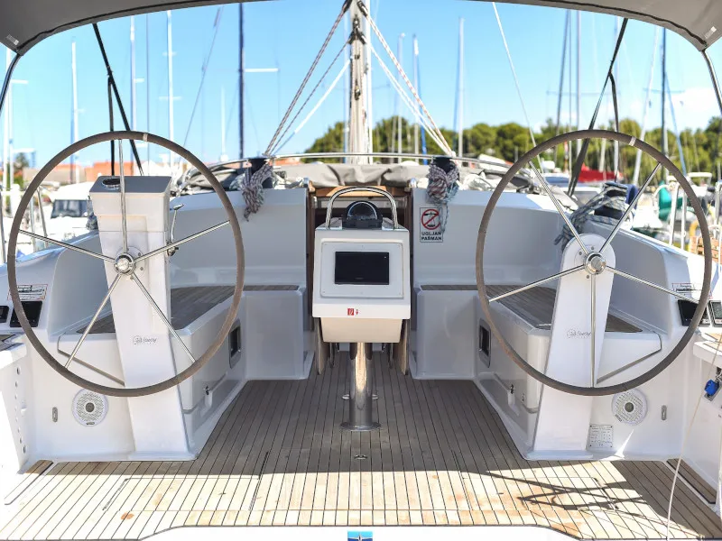 Cockpit of Jameson II, a Bavaria Cruiser 46 sailboat at Zadar, Croatia