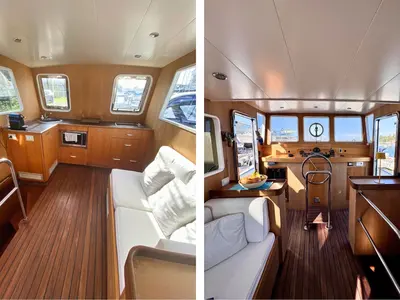 Salon of Lupo, a Gulet Motorboat motorboat at Figari/Golfo Aranci, Italy