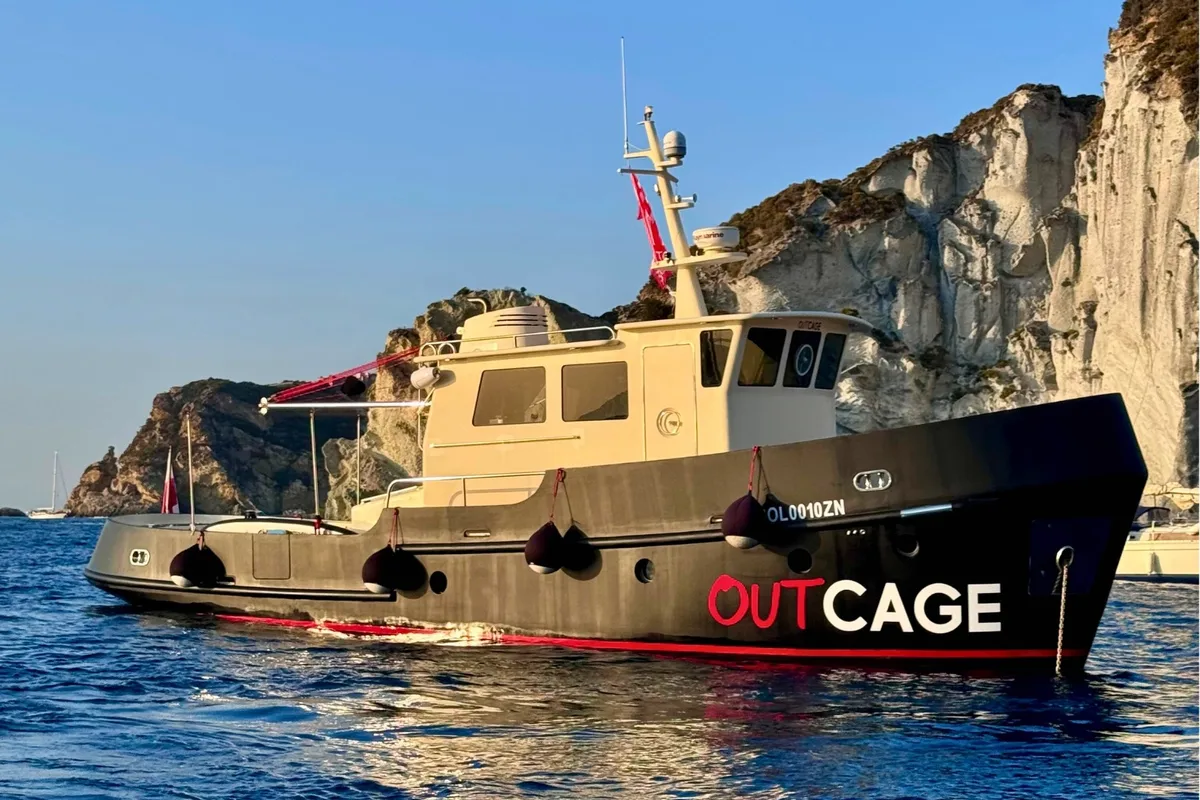 Exterior view of Lupo, a Gulet Motorboat motorboat at Figari/Golfo Aranci, Italy