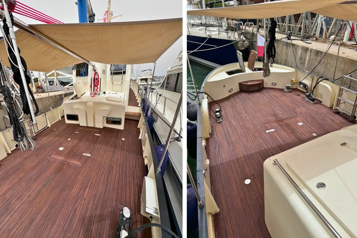 Deck of Lupo, a Gulet Motorboat motorboat at Figari/Golfo Aranci, Italy