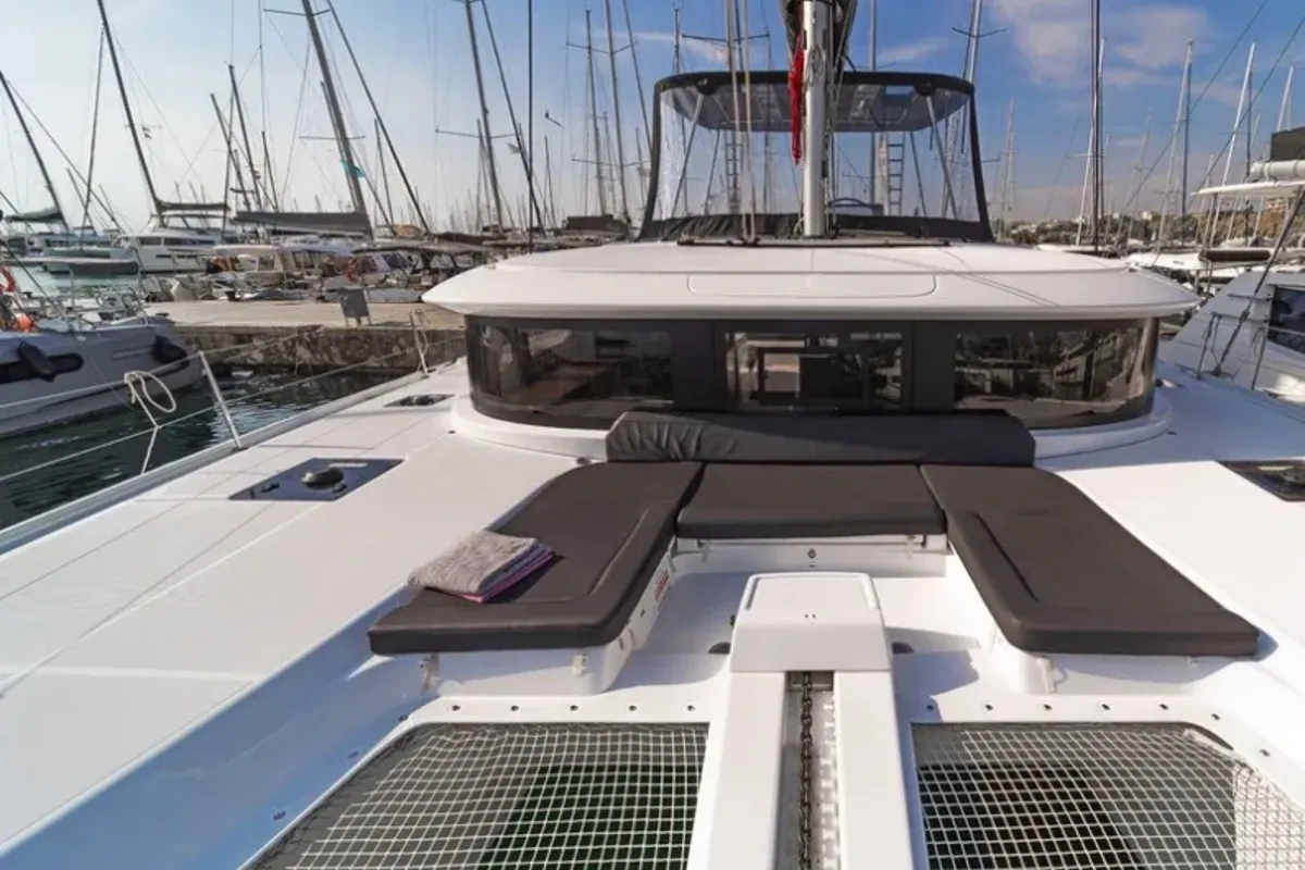 Deck of AF-LAG46, a Lagoon 46 catamaran at Athens, Greece