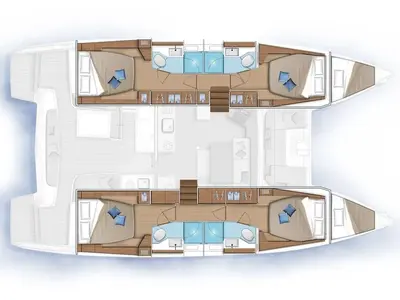 Floor plan of AF-LAG46, a Lagoon 46 catamaran at Athens, Greece