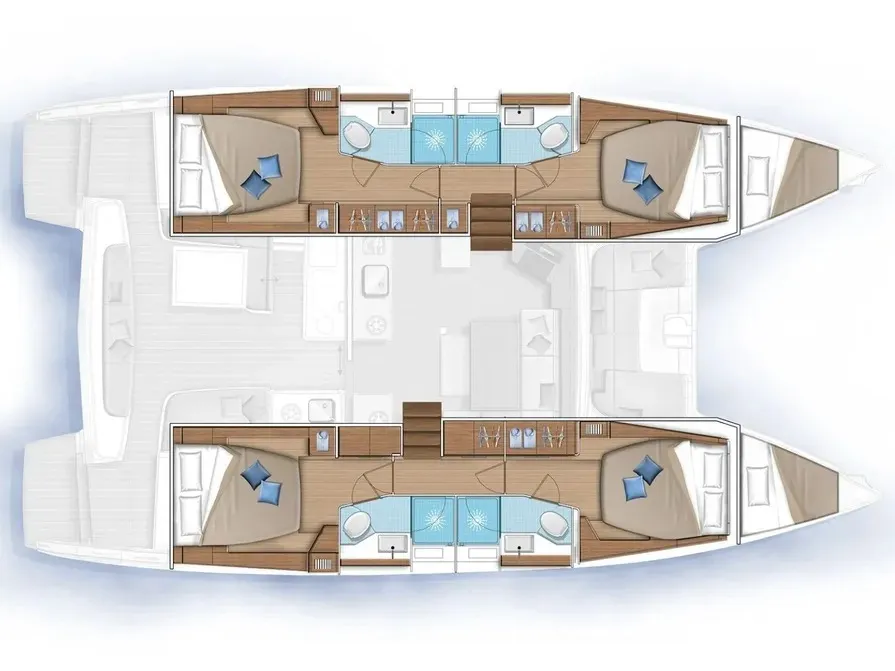 Floor plan of AF-LAG46, a Lagoon 46 catamaran at Athens, Greece