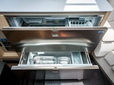 Galley of Gentle Giant, a Fountaine Pajot Aura 51 catamaran at Lefkada, Greece