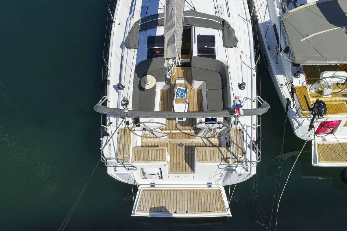 Exterior view of Tortuga, a Hanse 458 sailboat at Općina Sukošan, Croatia