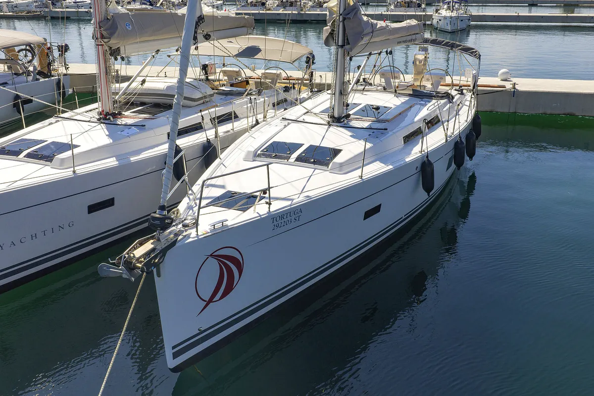 Exterior view of Tortuga, a Hanse 458 sailboat at Općina Sukošan, Croatia