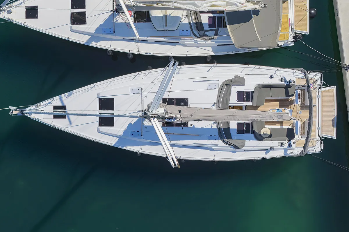Exterior view of Tortuga, a Hanse 458 sailboat at Općina Sukošan, Croatia