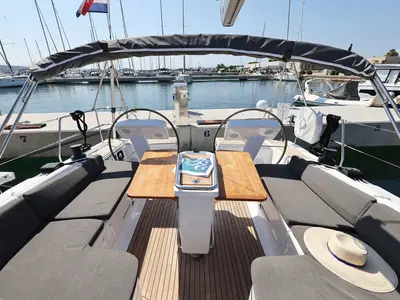 Cockpit of Tortuga, a Hanse 458 sailboat at Općina Sukošan, Croatia