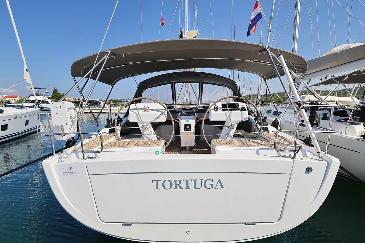 Exterior view of Tortuga, a Hanse 458 sailboat at Općina Sukošan, Croatia