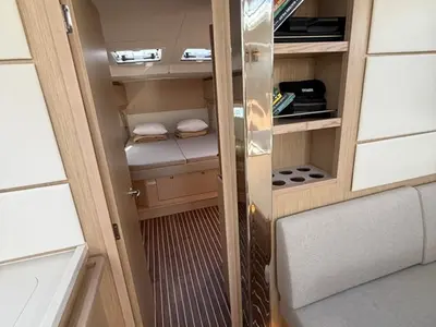 Salon of Garbí , a Bavaria C46 sailboat at Palma de Mallorca, Spain