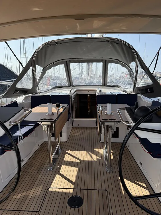 Deck of Garbí , a Bavaria C46 sailboat at Palma de Mallorca, Spain