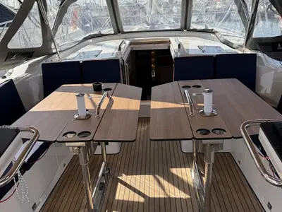 Deck of Garbí , a Bavaria C46 sailboat at Palma de Mallorca, Spain