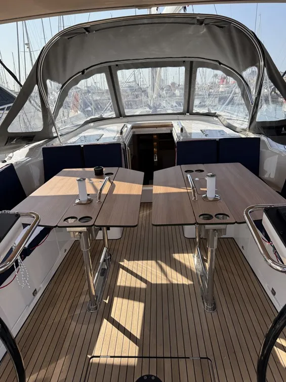 Deck of Garbí , a Bavaria C46 sailboat at Palma de Mallorca, Spain