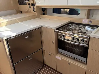 Galley of Garbí , a Bavaria C46 sailboat at Palma de Mallorca, Spain