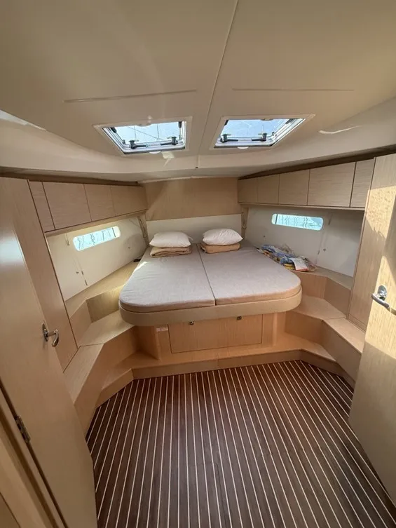 Cabin on Garbí , a Bavaria C46 sailboat at Palma de Mallorca, Spain
