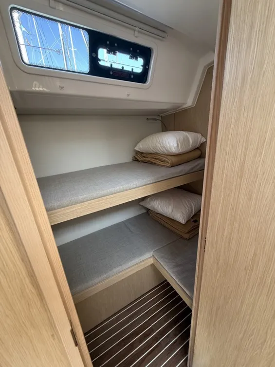 Cabin on Garbí , a Bavaria C46 sailboat at Palma de Mallorca, Spain