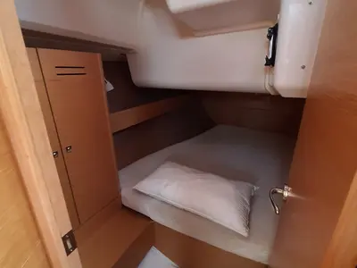 Cabin on Notus, a Dufour 382 GL sailboat at Tonnarella, Italy