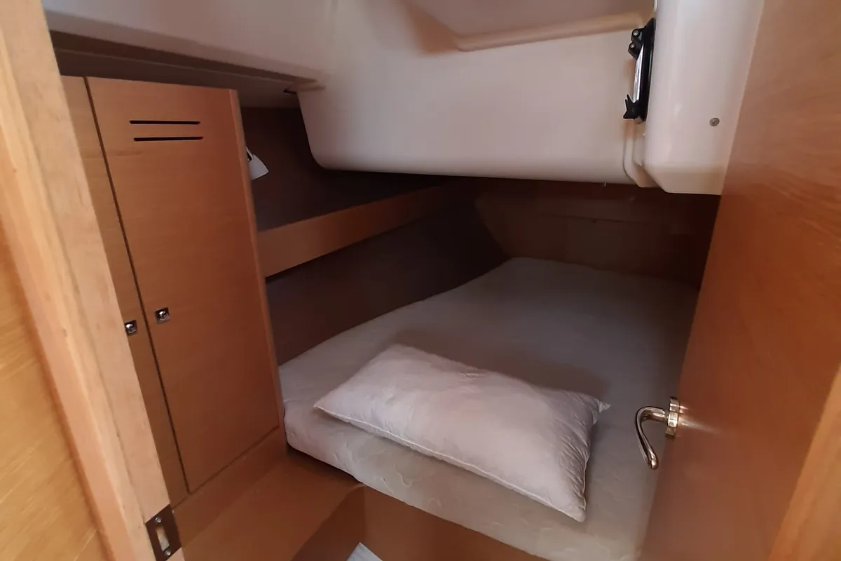 Cabin on Notus, a Dufour 382 GL sailboat at Tonnarella, Italy