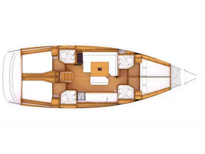 Floor plan of Alexandra, a Jeanneau Sun Odyssey 469 sailboat at Athens, Greece