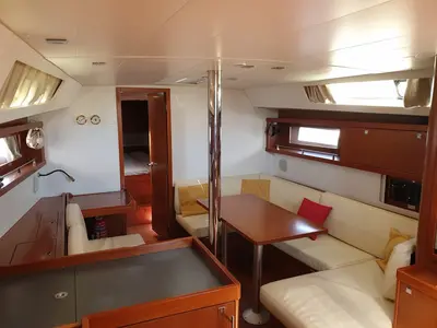 Salon of Ecstasea, a Beneteau Oceanis 41 sailboat at Athens, Greece