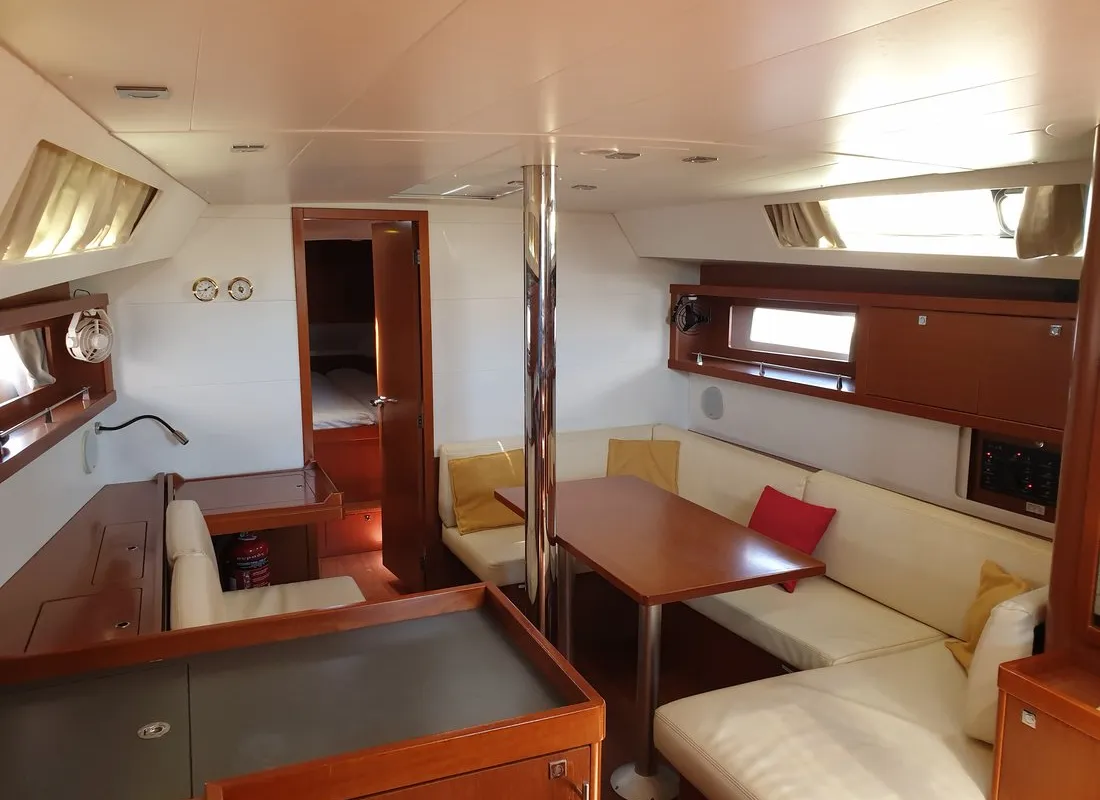 Salon of Ecstasea, a Beneteau Oceanis 41 sailboat at Athens, Greece