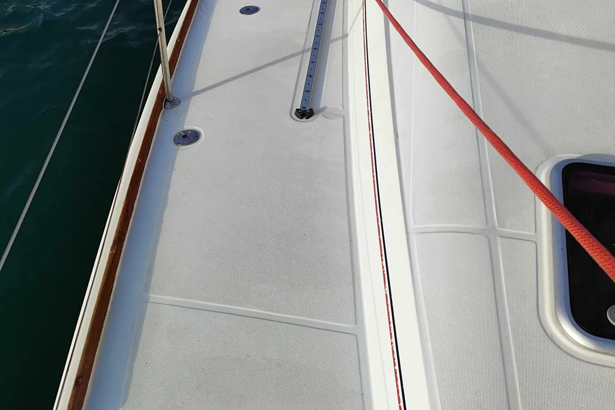 Deck of Vanessa M, a Beneteau Oceanis 50 Family sailboat at Municipal Unit of Ellomenos, Greece