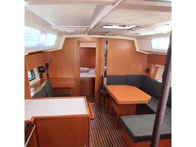Salon of Melia, a Bavaria C42 sailboat at Agios Stefanos, Greece