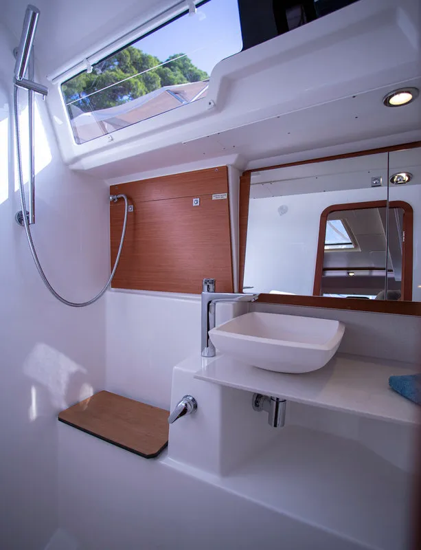 Head on Eva, a Dufour 412 GL sailboat at Mali Lošinj, Croatia