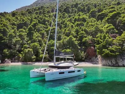 ARANEL, a Lagoon 51 catamaran at Lavrion, Greece