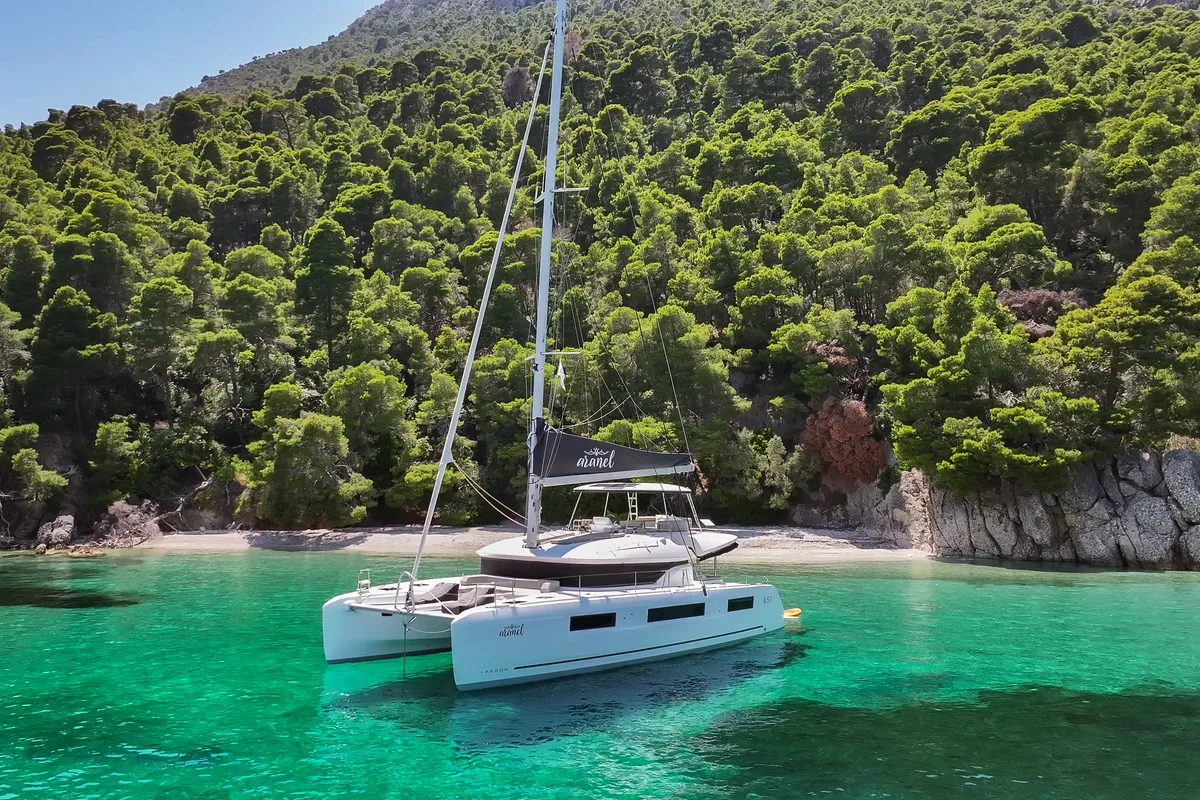 ARANEL, a Lagoon 51 catamaran at Lavrion, Greece