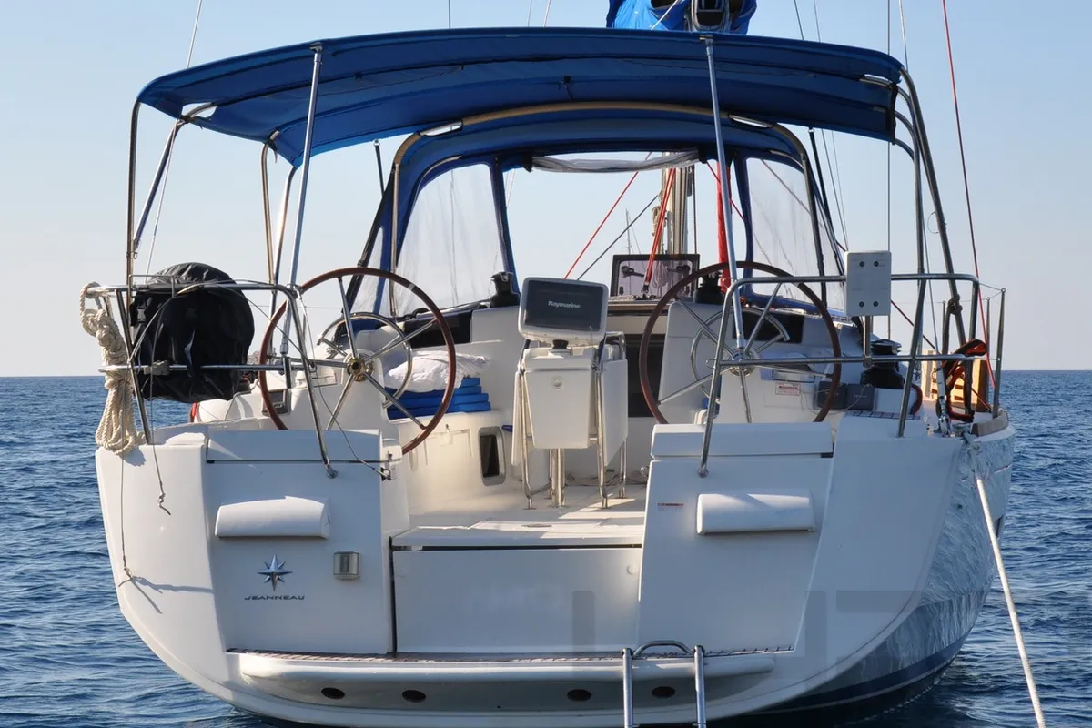 Exterior view of FourTwo, a Jeanneau Sun Odyssey 409 sailboat at Fethiye, Turkey