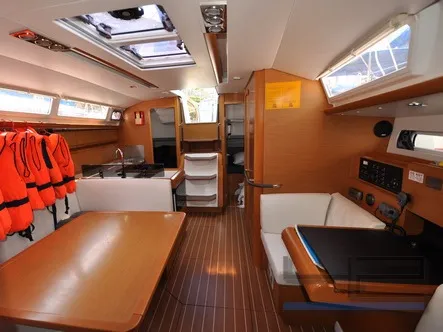 Salon of FourTwo, a Jeanneau Sun Odyssey 409 sailboat at Fethiye, Turkey