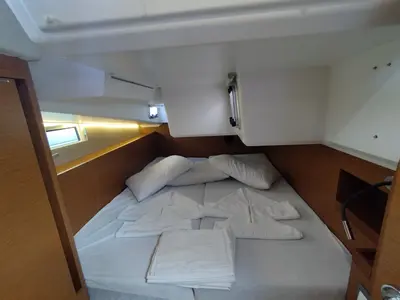 Cabin on MARINA GEN.+A.C. "Sails 2025", a Jeanneau Sun Odyssey 490 sailboat at Municipal Unit of Lefkada, Greece