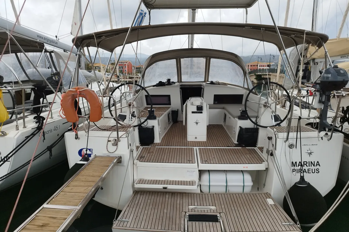 Exterior view of MARINA GEN.+A.C. "Sails 2025", a Jeanneau Sun Odyssey 490 sailboat at Municipal Unit of Lefkada, Greece