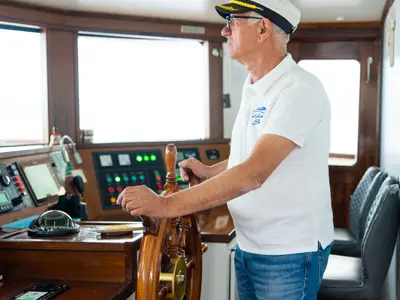 Cockpit of Adriatic Blue, a Luxury Motor Yacht motor yacht at Dubrovnik, Croatia
