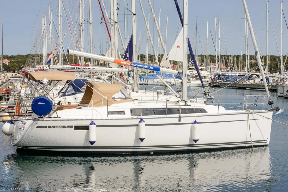Cockpit of Lia, a Bavaria Cruiser 34 sailboat at Pirovac, Croatia