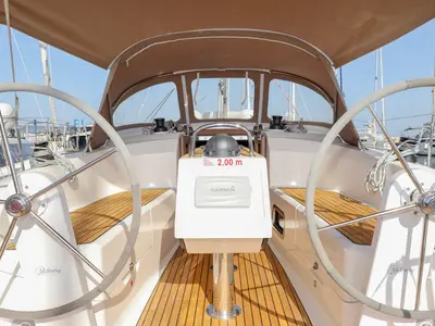 Deck of Lia, a Bavaria Cruiser 34 sailboat at Pirovac, Croatia