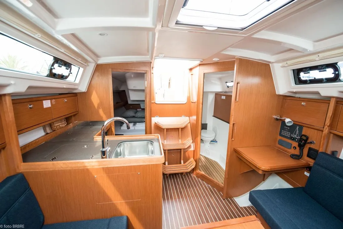 Cabin on Lia, a Bavaria Cruiser 34 sailboat at Pirovac, Croatia