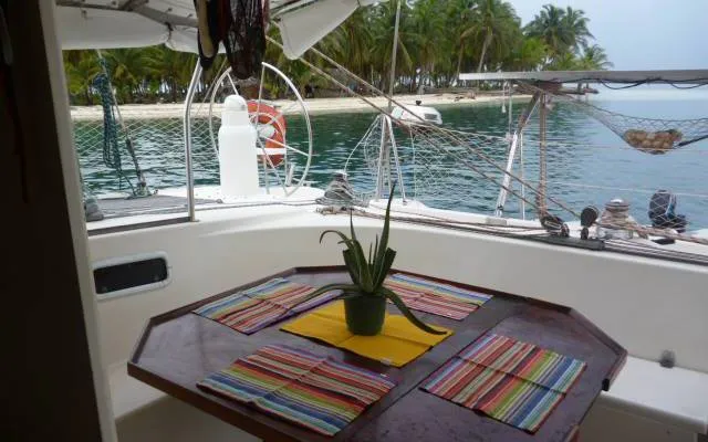 Deck of Valpar, a Nautitech 44 catamaran at Narganá, Panama
