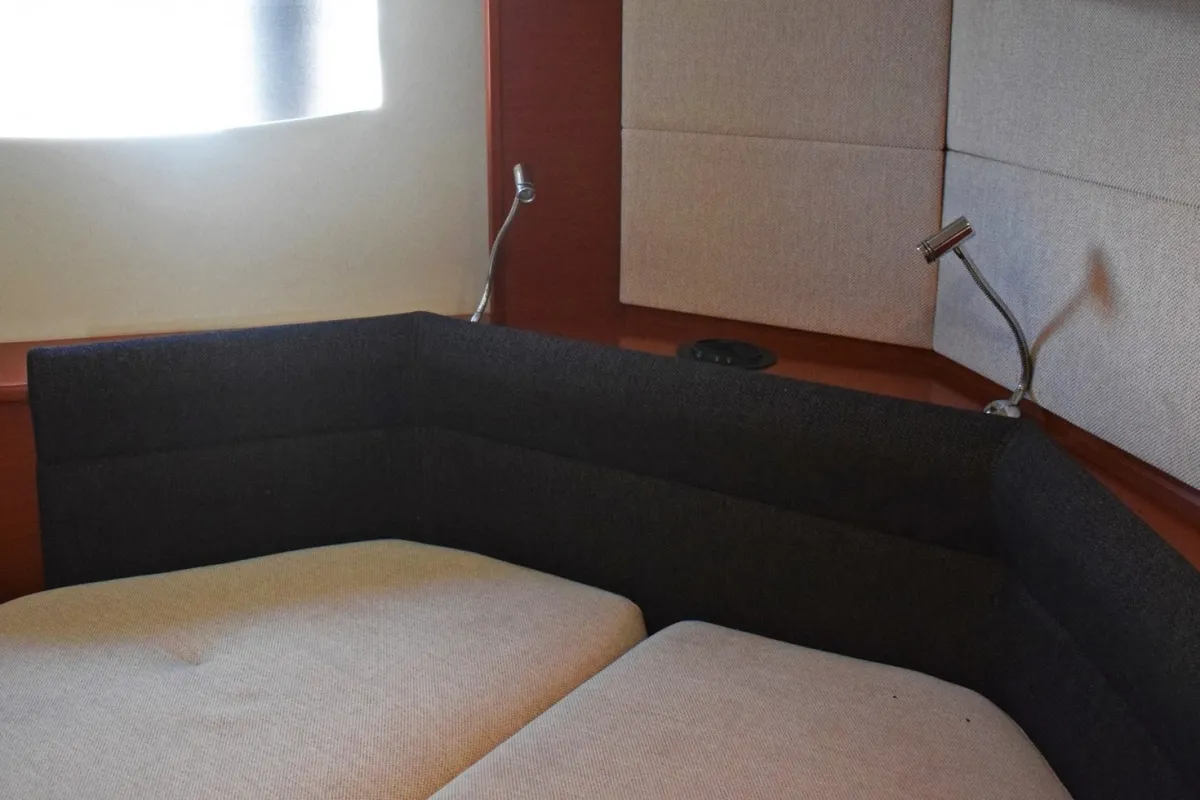 Cabin on Pato, a Prestige 440 motorboat at Giardini Naxos, Italy