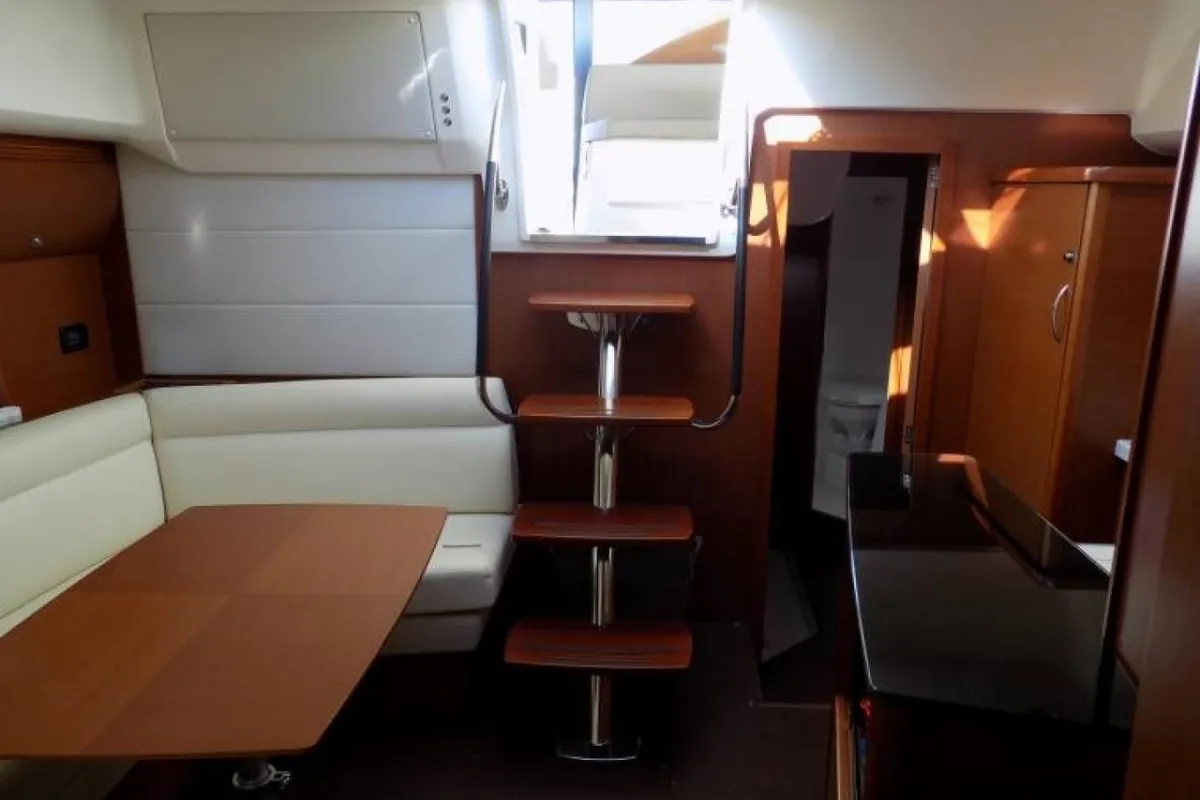 Salon of Pato, a Prestige 440 motorboat at Giardini Naxos, Italy