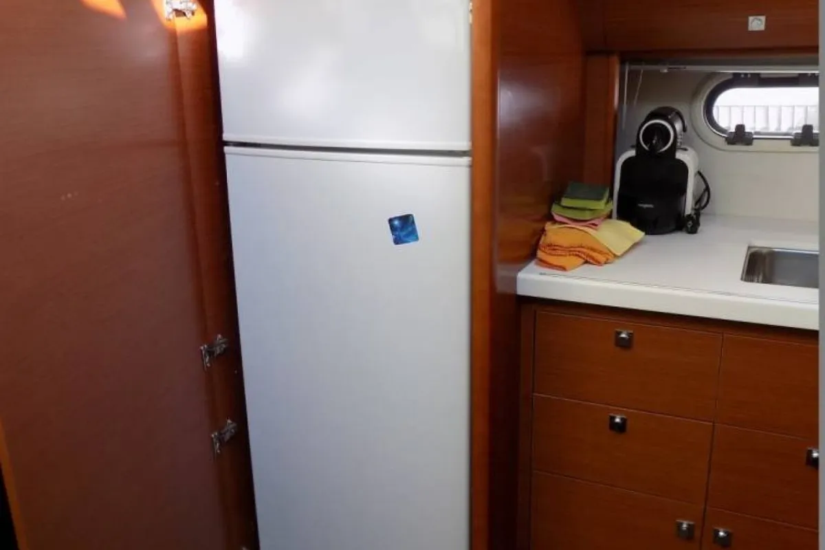 Galley of Pato, a Prestige 440 motorboat at Giardini Naxos, Italy