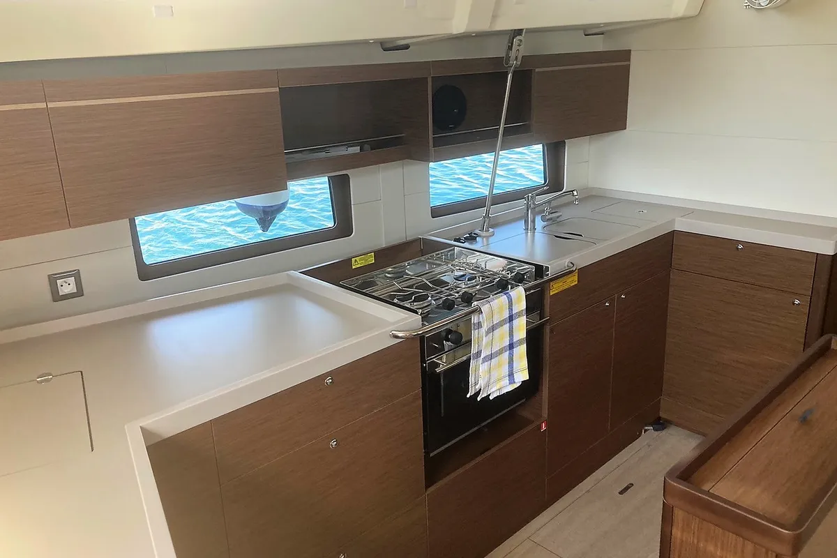 Galley of Evi, a Beneteau Oceanis 46.1 sailboat at Athens, Greece