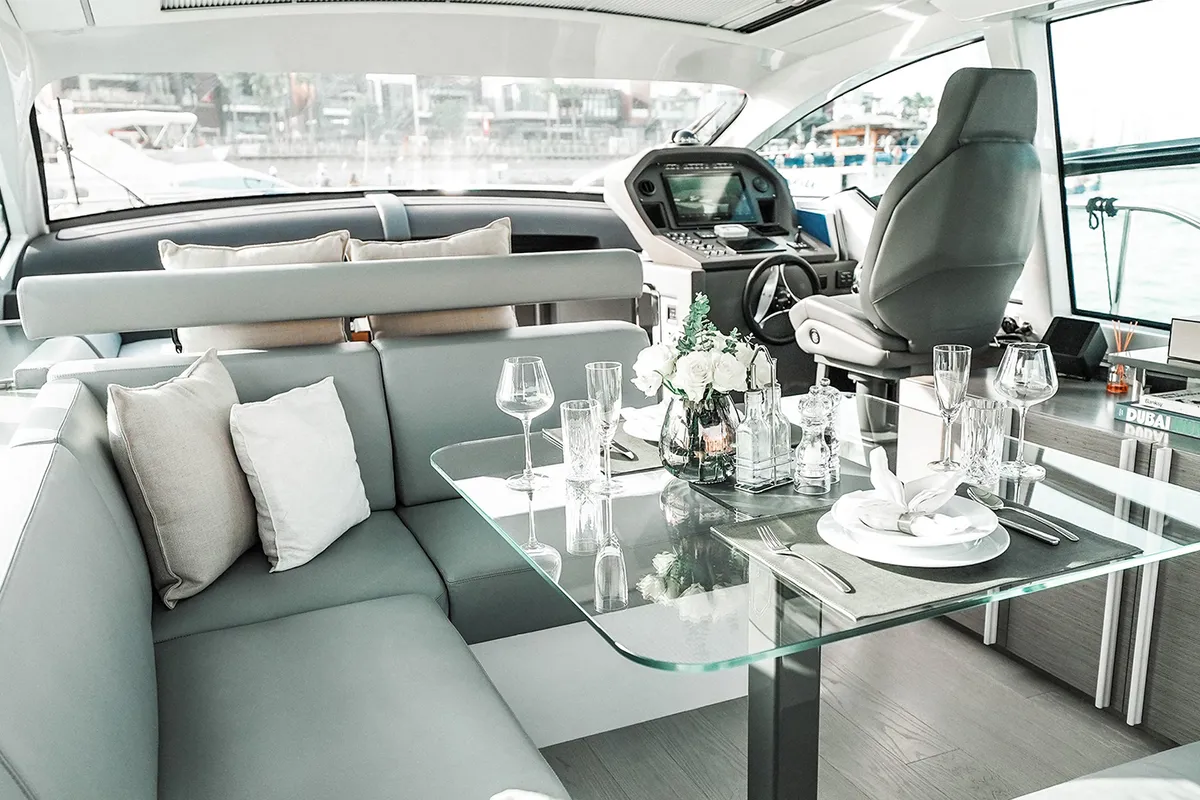 Zephyr, a Pershing 5X motor yacht at Dubai Harbour, United Arab Emirates
